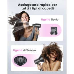 Bopcal Asciugacapelli Ionico con Diffusore, Asciugatura Rapida 120000 RPM ad Alta Velocità per Phon Capelli, Phon Capelli