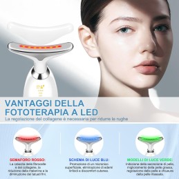 Dispositivo di Bellezza Antirughe, 3 Modelli EMS Massaggiatore Viso, Multifunzionale LED Luci Radiofrequenza Viso Antirughe, 45